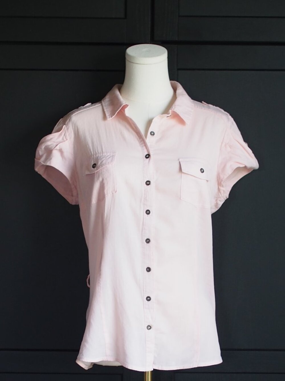Dynamite | Vintage Cotton Utility Button Front Shirt